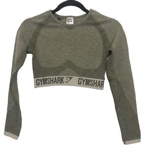 Gymshark Flex Crop Top- Khaki/Sand